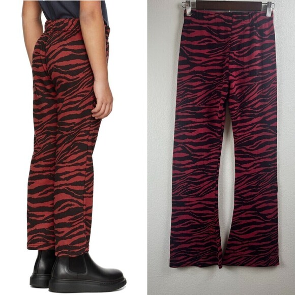 Mardi Mercredi Girls Size OS Red Zebra Flare Wide Leg Pull On Ankle Sweatpants - Picture 4 of 8